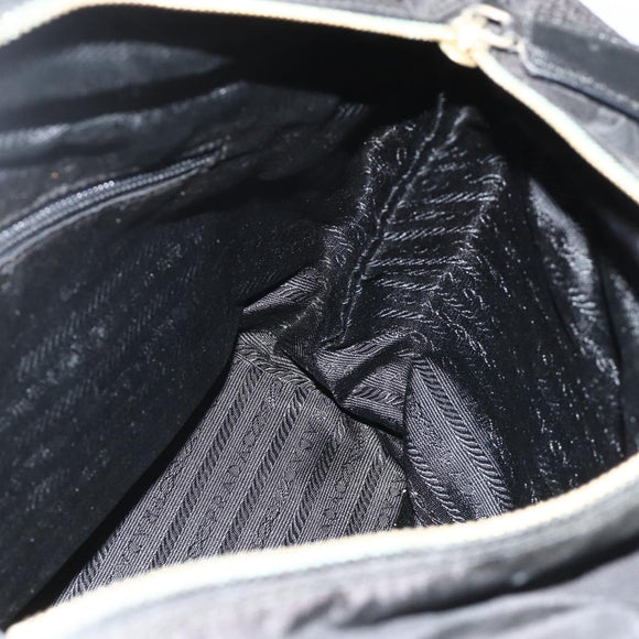 PRADA Ketting Tote Tas Nylon Zwart Goud Auth 178129