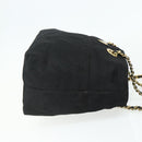 PRADA Ketting Tote Tas Nylon Zwart Goud Auth 178129-4