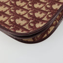 Christian Dior Trotter Canvas Shoulder Bag Red Gold Auth 178133-17