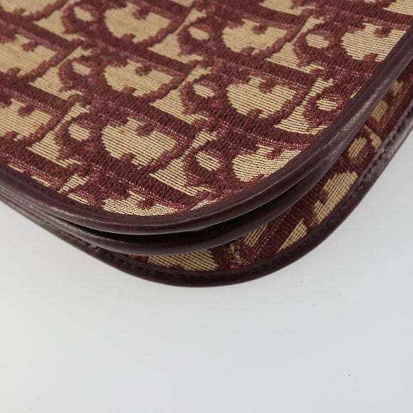 Christian Dior Trotter Canvas Shoulder Bag Red Gold Auth 178133