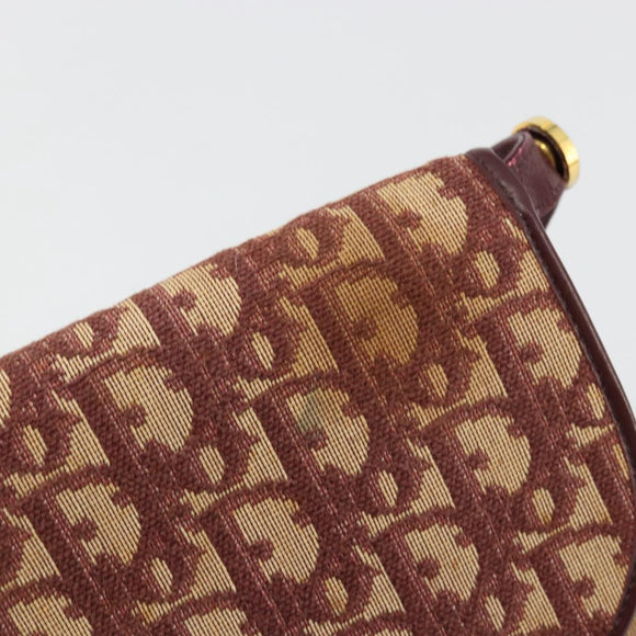 Christian Dior Trotter Canvas Shoulder Bag Red Gold Auth 178133