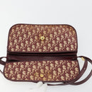 Christian Dior Trotter Canvas Shoulder Bag Red Gold Auth 178133-11