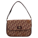 Christian Dior Trotter Canvas Shoulder Bag Red Gold Auth 178133-13