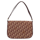 Christian Dior Trotter Canvas Shoulder Bag Red Gold Auth 178133-2