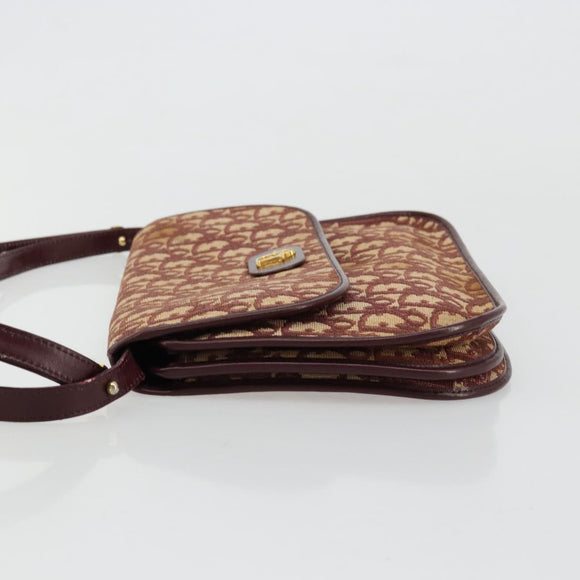 Christian Dior Trotter Canvas Shoulder Bag Red Gold Auth 178133