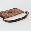 Christian Dior Trotter Canvas Shoulder Bag Red Gold Auth 178133-7