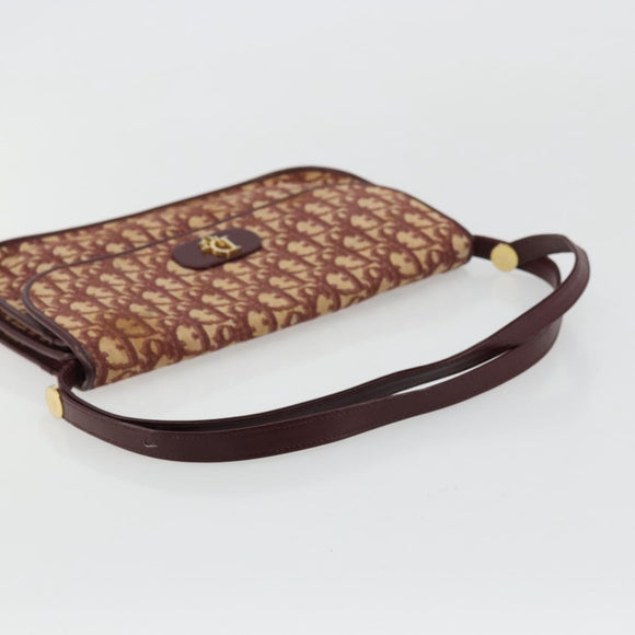 Christian Dior Trotter Canvas Shoulder Bag Red Gold Auth 178133