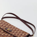 Christian Dior Trotter Canvas Shoulder Bag Red Gold Auth 178133-8