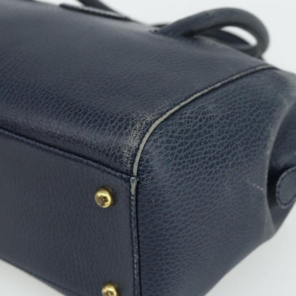 CARTIER Must Line Hand Bag Leather Navy Gold Auth 178134