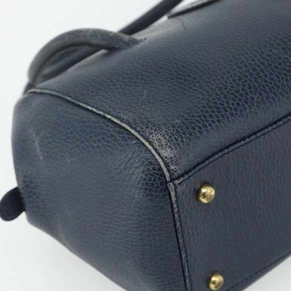 CARTIER Must Line Hand Bag Leather Navy Gold Auth 178134
