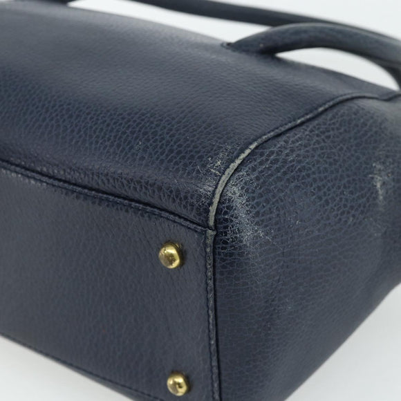 CARTIER Must Line Hand Bag Leather Navy Gold Auth 178134