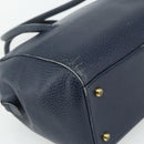 CARTIER Must Line Hand Bag Leather Navy Gold Auth 178134-13