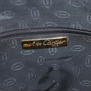 CARTIER Must Line Hand Bag Leather Navy Gold Auth 178134-15