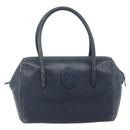 CARTIER Must Line Hand Bag Leather Navy Gold Auth 178134-2