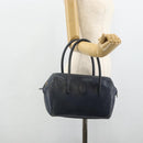 CARTIER Must Line Hand Bag Leather Navy Gold Auth 178134-22