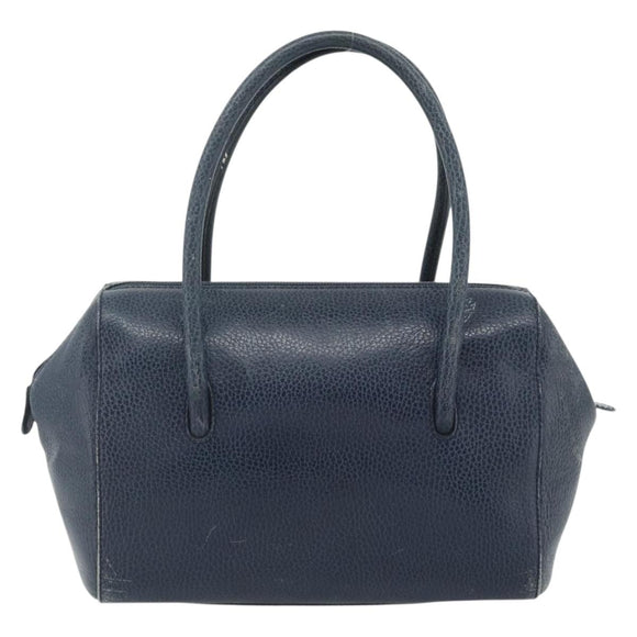CARTIER Must Line Hand Bag Leather Navy Gold Auth 178134