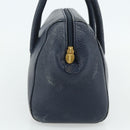 CARTIER Must Line Hand Bag Leather Navy Gold Auth 178134-4