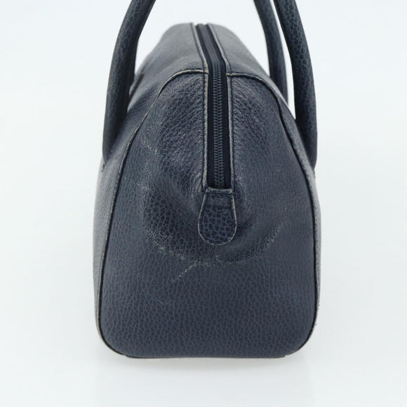 CARTIER Must Line Hand Bag Leather Navy Gold Auth 178134