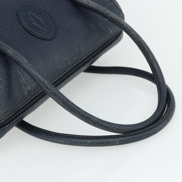 CARTIER Must Line Hand Bag Leather Navy Gold Auth 178134