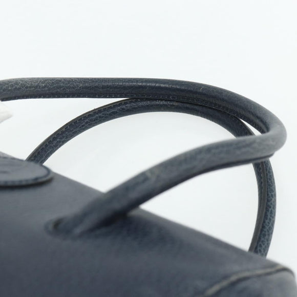 CARTIER Must Line Hand Bag Leather Navy Gold Auth 178134