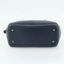 CARTIER Must Line Hand Bag Leather Navy Gold Auth 178134-9