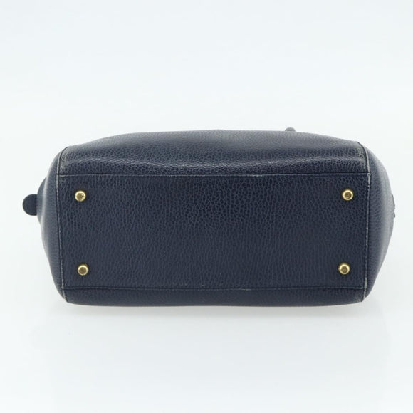 CARTIER Must Line Hand Bag Leather Navy Gold Auth 178134