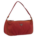 PRADA Accessory Pouch Nylon Red Silver Auth 178135-1