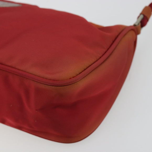 PRADA Accessory Pouch Nylon Red Silver Auth 178135