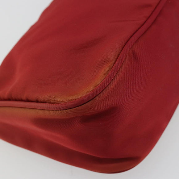 PRADA Accessory Pouch Nylon Red Silver Auth 178135