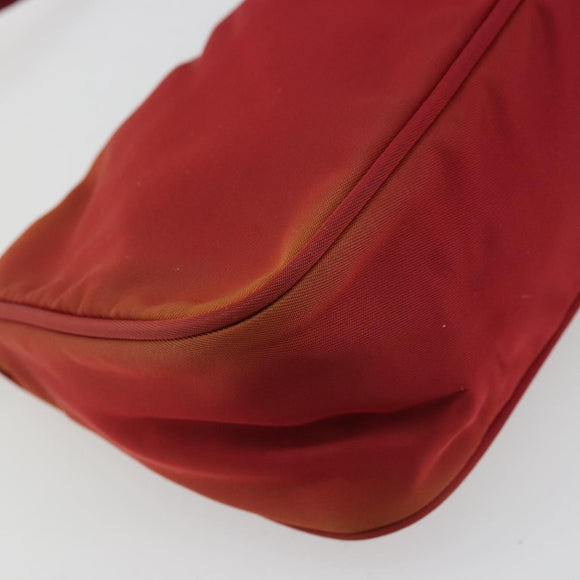 PRADA Accessory Pouch Nylon Red Silver Auth 178135