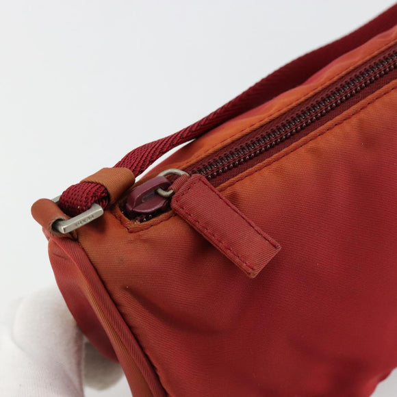 PRADA Accessory Pouch Nylon Red Silver Auth 178135