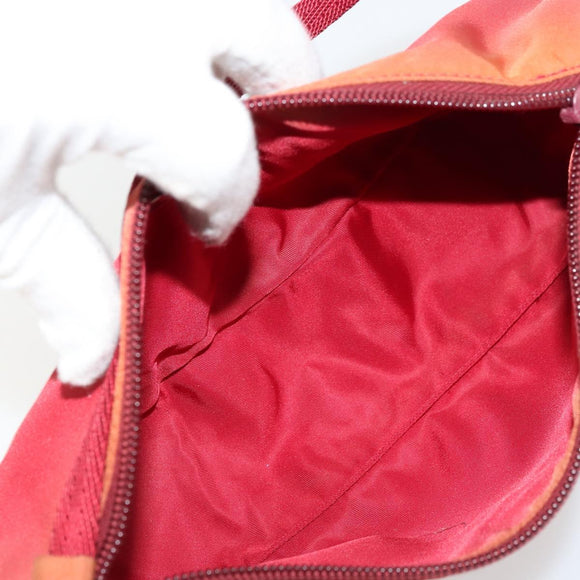 PRADA Accessory Pouch Nylon Red Silver Auth 178135