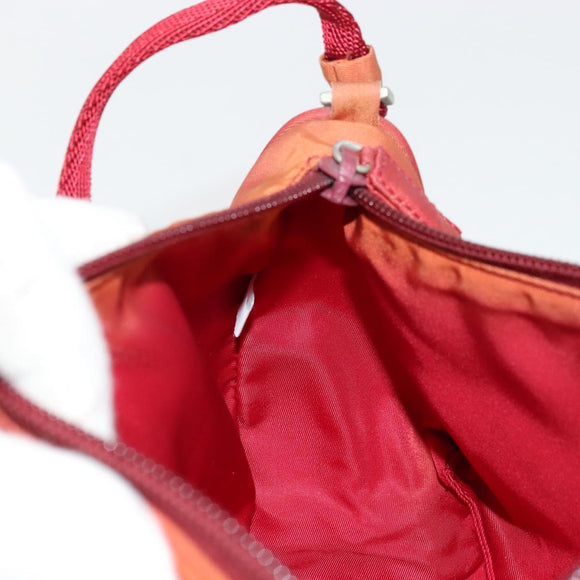PRADA Accessory Pouch Nylon Red Silver Auth 178135