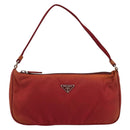 PRADA Accessory Pouch Nylon Red Silver Auth 178135-13