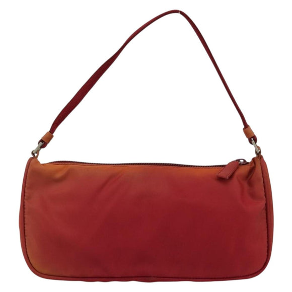 PRADA Accessory Pouch Nylon Red Silver Auth 178135