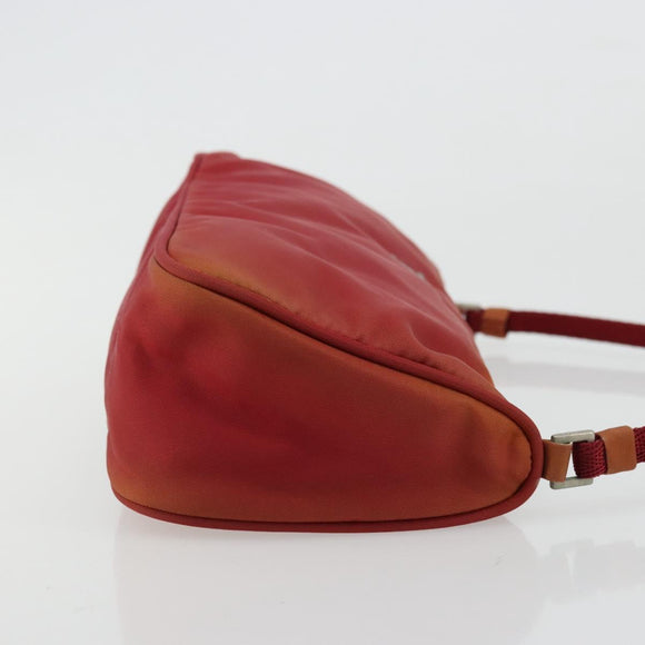 PRADA Accessory Pouch Nylon Red Silver Auth 178135