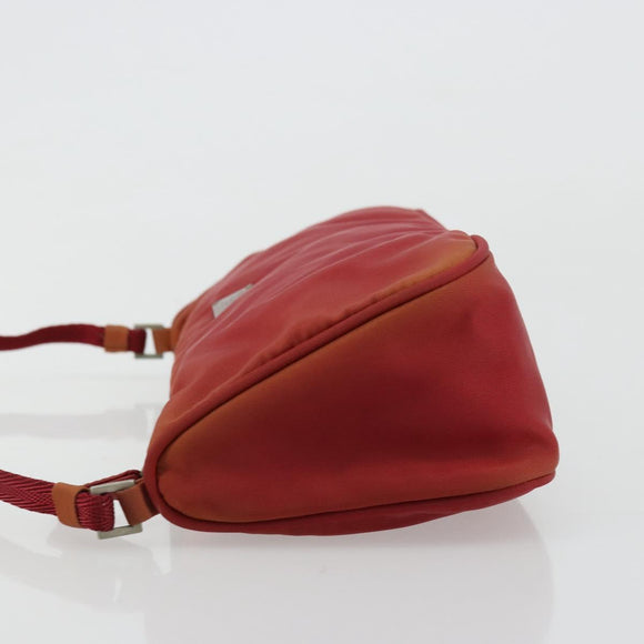 PRADA Accessory Pouch Nylon Red Silver Auth 178135
