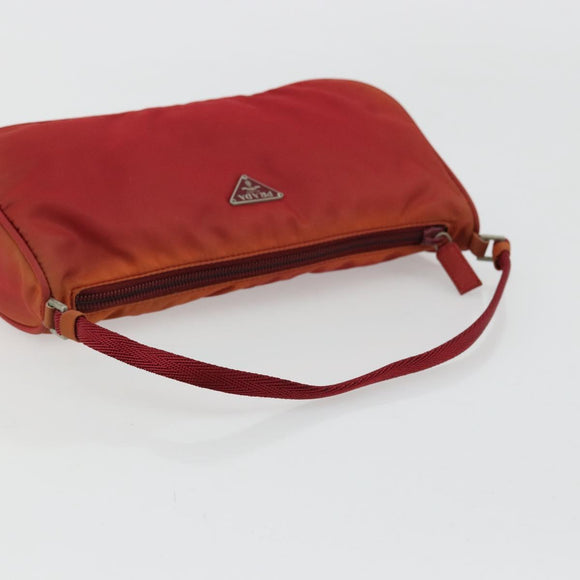 PRADA Accessory Pouch Nylon Red Silver Auth 178135