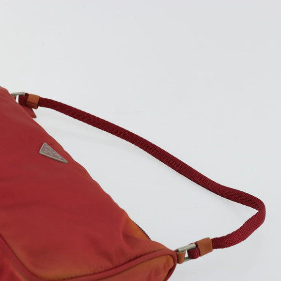 PRADA Accessory Pouch Nylon Red Silver Auth 178135