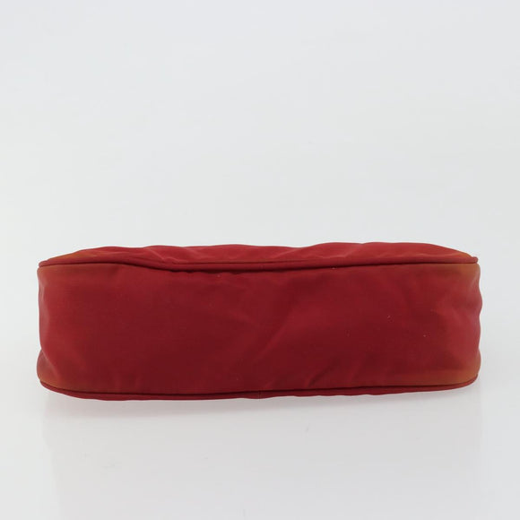 PRADA Accessory Pouch Nylon Red Silver Auth 178135