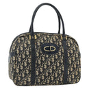 Christian Dior Trotter Canvas Hand Bag Navy Gold Auth 178151-1