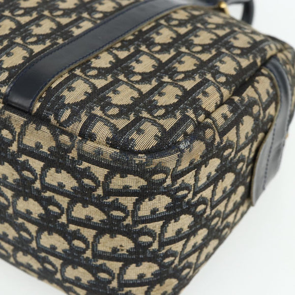 Christian Dior Trotter Canvas Hand Bag Navy Gold Auth 178151