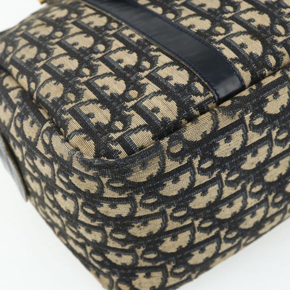 Christian Dior Trotter Canvas Hand Bag Navy Gold Auth 178151