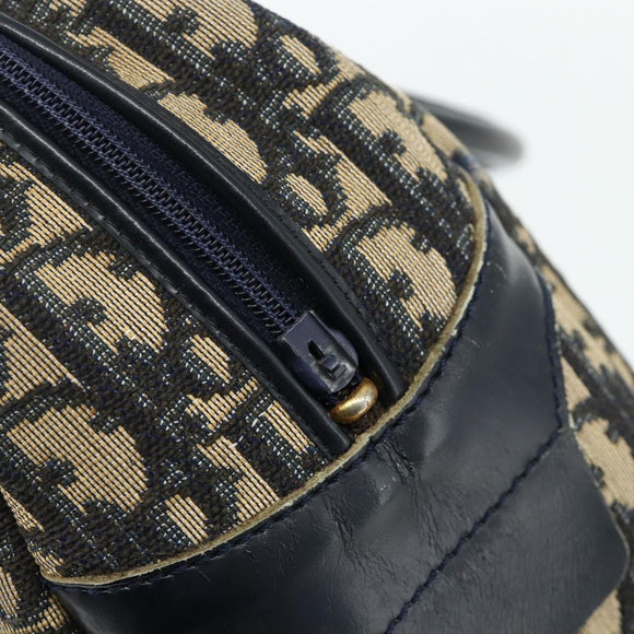 Christian Dior Trotter Canvas Hand Bag Navy Gold Auth 178151