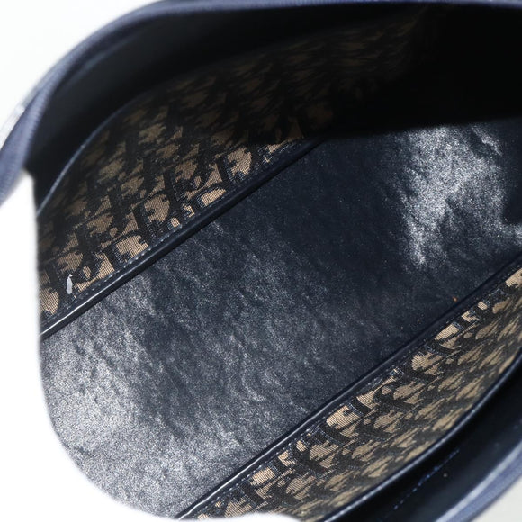 Christian Dior Trotter Canvas Hand Bag Navy Gold Auth 178151