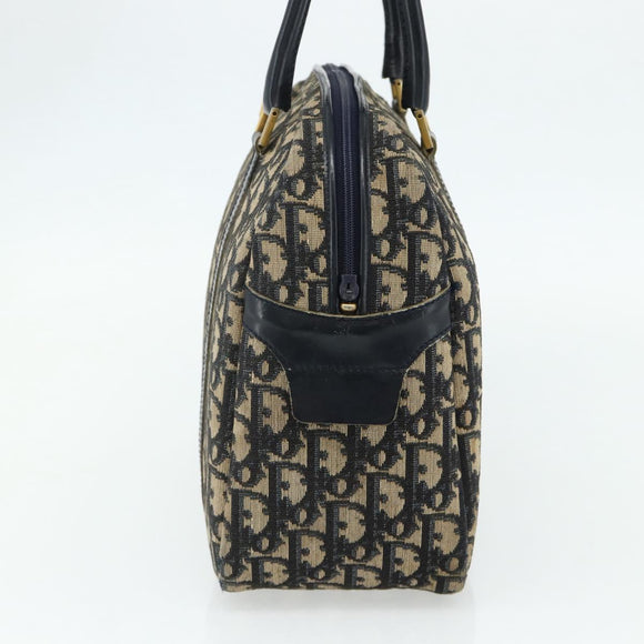 Christian Dior Trotter Canvas Hand Bag Navy Gold Auth 178151