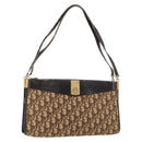 Christian Dior Trotter Canvas Shoulder Bag Brown Gold Auth 178153-1
