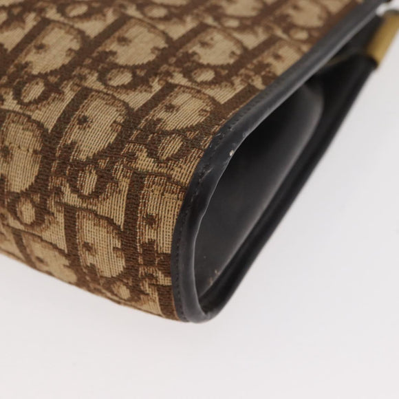 Christian Dior Trotter Canvas Shoulder Bag Brown Gold Auth 178153