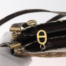 Christian Dior Trotter Canvas Shoulder Bag Brown Gold Auth 178153-11