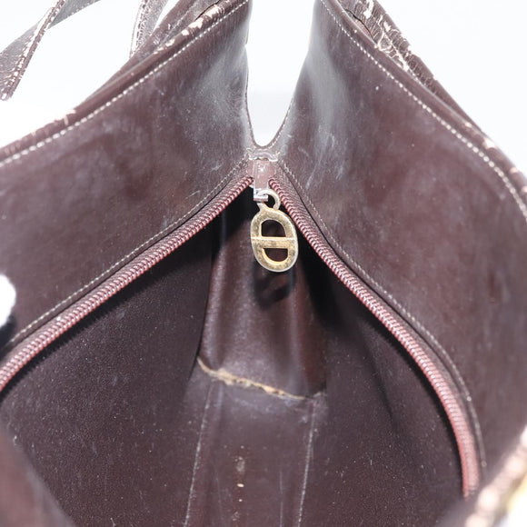 Christian Dior Trotter Canvas Schoudertas Bruin Goud Auth 178153